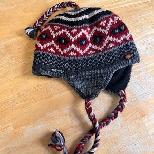 Everest Design Wool Winter Hat Ear Flaps Gray Red Great Graphics Unisex